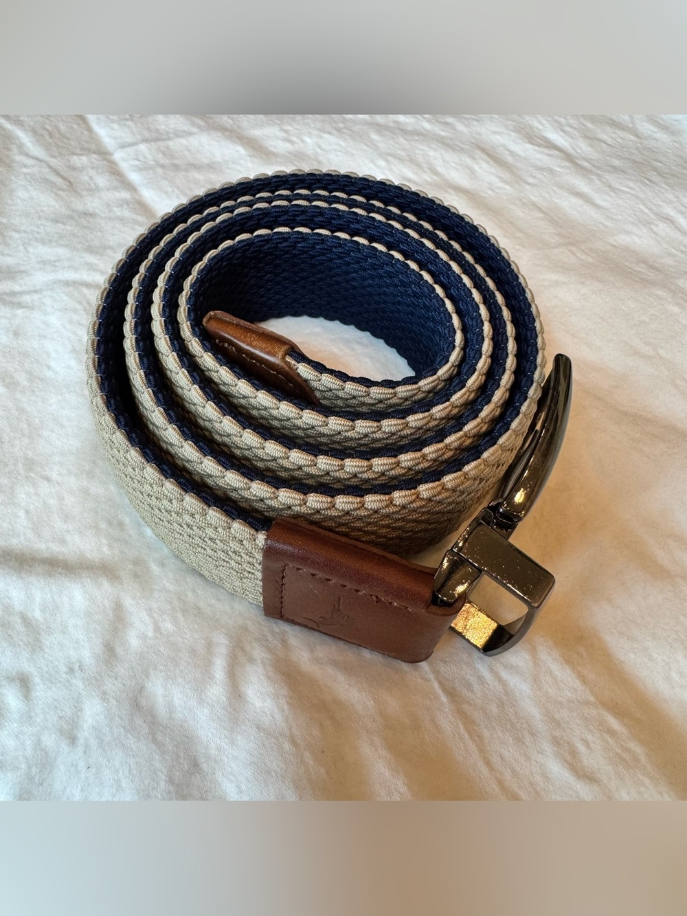 TOMMY BAHAMA Reversible Stretch Cord Belt, Navy / Tan, L/XL, 46-48 inches